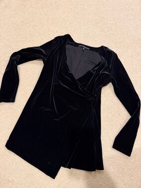 White House Black Market Black Velvet Wrap Tunic